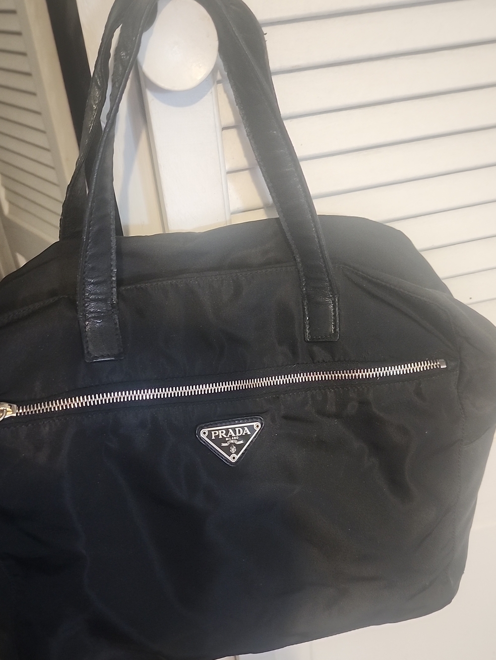 Prada Black Nylon Duffel with Silver-Tone Hardware